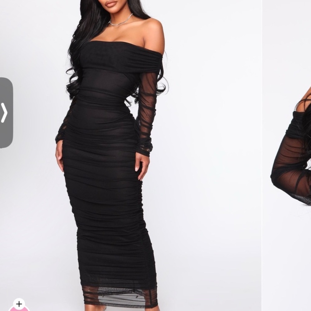 Fashion Nova Black Off-Shoulder Long Sleeve Dress